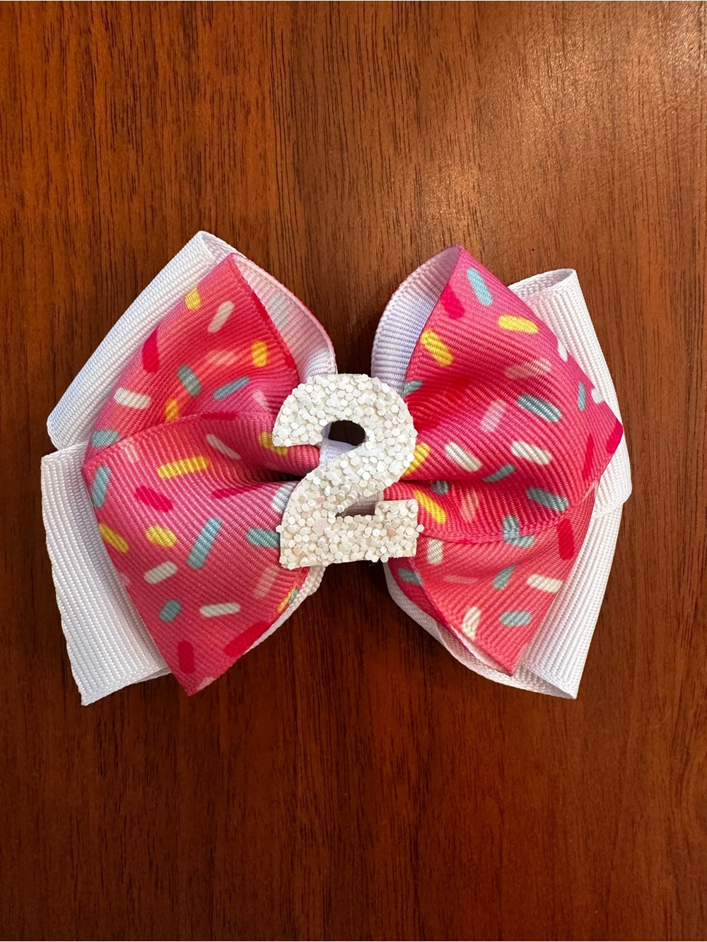 Girls 2nd Birthday Bow Pink Sprinkle Number 2 Kids Hair Bow